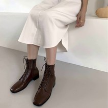 사각코 레이스업 스판 워커 앵클부츠