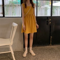 나시원피스코디 145 작은 키커 보이는 여성 150CM 스퀘어넥 와이드 루즈핏 끈나시 뷔스티에원피스 2612223710