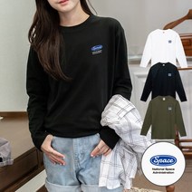 험블스튜디오 심플 로고 기본 커플 면 긴팔 티셔츠 오버핏