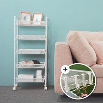 MF매직하우스 철제 이동식 메쉬선반 5단, 화이트