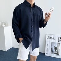 데일트 남자 여름 에어 플리츠 오버핏 셔츠 남방