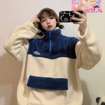 L.ONLINESHOP메이리앤 빅포켓 양털 반집업 후리스 후드티 후드집업 후드코트 힙합패션