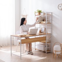 [미즌하임] 루디 H형 책상 1400L (블랙/화이트), 색상:화이트