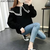 JUST FEEL!NG 여성 빅사이즈 맨투맨 피터팬칼라 오버핏 무지 여성복 풀오버 데일리 여자상의 무지티 티셔츠