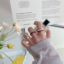 [set] 하트애끼링 비즈 진주반지 세트 3color