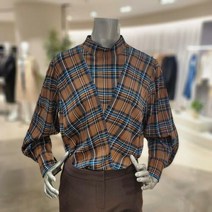 블루페페 블루페페 하이넥 체크 블라우스p214msc005