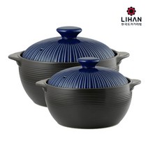 [리한] 라인팟 무균열 뚝배기 2종 세트 18cm+16cm 블루