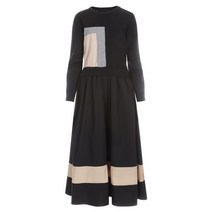 프렌치 라운드 울니트 레이어드 롱 원피스 RC-WDR-1034-블랙