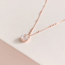 rond necklace(silver 925)-레인보우 문스톤 원석 실버925 은목걸이
