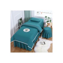 뷰티 살롱용 침구 세트 Tuina 마사지 스파 침대 린넨 시트 커버 베개 스툴 이불 4 피스 115852, tree blue_190x80