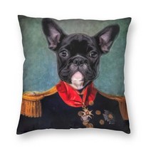 강아지마약방석 개모차 무중력 쿠션럭셔리 Pug 개 초상화 쿠션 커버 소파 폴리 에스터 리갈 애완 동물 빈티, 17 17_01 40x40cm 16x16in