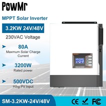 powmr 3200w hybrid solar 인버터 순수 사인파 24v 230v off grid 인버터 호환 가능 lithum 배터리 지원 wifi, sm-mppt-3200w, 220-240v