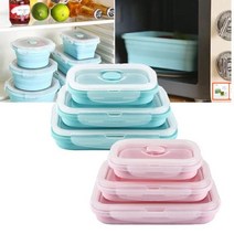삼우힐링라이프 실리콘 밥용기 3종 용기 DY-304 접이 세트 6WAF210D, 1개, 핑크