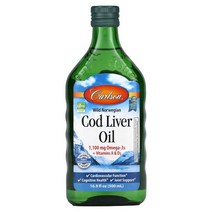 칼슨 랩 Carlson Labs 노르웨이산 대구 간유 500 ml(16.9 fl oz) US직배송, 1PACKAGE, 상세설명 내 표시사항 참고