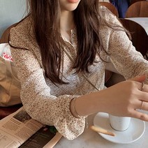 이지핏 여성 잔꽃패턴 쉬폰 블라우스 2컬러 차르르 블라우스 여성상의 블라우스 플라워블라우스 잔꽃블라우스 차르르블라우스 쉬폰블라우스 봄옷 프릴블라우스 패션의류 러블리블라우스 벌룬소매
