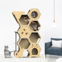 먼치킨캣타워 벌집 대형 diy 캣폴 미니캣타워 고양이용품점, 쉼터용스크레처카페트, 그레이
