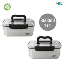 이비케이 국산 비스프리 스텐 밀폐용기 반찬통 직사각 핸디 3호 3600ml 2개, 단품