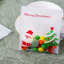 디엠몰 30장 산타 트리디자인 선물 디저트 음식 소품 간식 잡화 포장지 OPP 봉투, 30매, XB-020