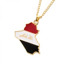 이라크지도 깃발 펜던트 체인 애국자 이라크 목걸이 여성 남성지도 국경일 보석 선물 액세서리