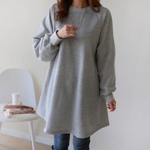 데일리앤 시아 여성 A라인 기모 롱 맨투맨 티셔츠