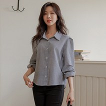 키칭 볼륨소매 체크셔츠
