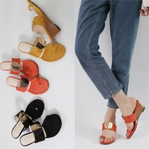 르네브 골드패치7cm스웨이드조리웨지슬리퍼