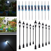 10pcs 모형 철도 기차 OO/HO 가늠자 램프 포스트 Led 가로등 인공적인 소형 훈장 조경, CHINA