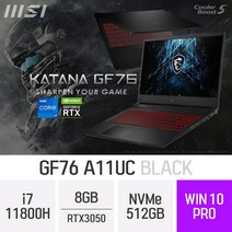 MSI 게이밍 노트북 GF시리즈 Sword GF76 A11UC_블랙, 512GB, 8GB, 포함