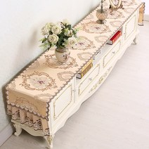 SKANDSALO 식탁보 레이스 패브릭아트 직사각형 거실 화장대 신발장 긴테이블 커버먼지방지 덮개천, T17-고정밀 옐로우, C06-46*210CM(적합 장롱 145-170CM)