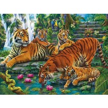 보석 구슬 십자수 전체 사각형 그림 호랑이 자수 폭포 모자이크 동물 벽 예술, 5700, 사각 드릴 80x60cm