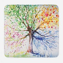 Ambesonne Tree Bath Mat Watercolor Style Tree with Colorful Blooming Branches 4 Seasons Theme Plus, 1