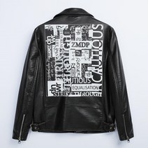ZARA 자라 에코 레더 라펠 더블칼라 그래픽 라이더 가죽자켓 Z1013