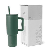 Simple Modern 손잡이와 빨대 뚜껑이 있는 1.2L(40온스) 텀블러 | 단열 컵 재사용 가능한 스테인리스 스틸 물병 여행용 머그 컵홀더 친화적 여성용 선물 트렉 컬렉션, -Forest
