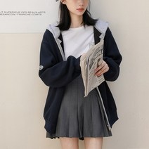 오버클래쓰 여성 루즈핏 후드 집업 캐주얼 심플 데일리 빅사이즈