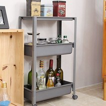 트롤리 간식팬트리 틈새선반 3단 그레이 밀당 대피공간선반, 상세페이지 참조