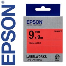 *정품* [ EPSON ] 라벨테이프, SC9R-PX [9mm 빨강/검정글씨]
