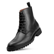 Dunross & Sons Austin 남성용 레이스업 컴뱃 부츠 블랙 가죽 갑피와 편안한 오소라이트 안창이 있는 앵클 옥스포드 부츠