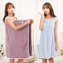 마켓셀리 귀여운 원피스 극세사 타월 샤워가운 비치타올 프리, 퍼플