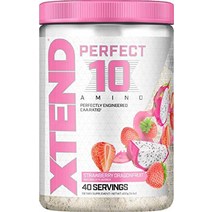 XTEND 퍼펙트 10 아미노 EAA 파우더 스트로베리 드래곤프루트 5g 필수 아미노산 + 분지 사슬 수분 공급 및 회복을 위한 전해질 40인분, 딸기 용과, 14.1온스(1팩), 딸기 용과, 14.1온스(1팩)