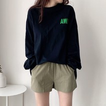 먼데이홀릭 여성 린넨 워싱 코튼 3부 밴딩 반바지 팬츠