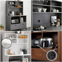 홈카페 베란다 보조 주방 빈티지 키친장 부페 뷔페장 수납장 팬트리 커피머신 그릇 밥솥 진열장 렌지대 정수기 다이 진열장 세트, 멀바우