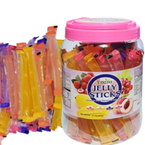 복숭아 포도 망고 리치 4가지 맛 스틱 형태의 젤리 스틱 통 900g (20g X 45개입) 얼려서 먹는 젤리 간식, 1통