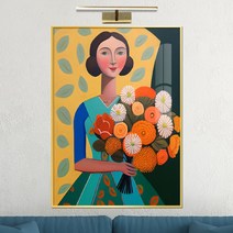 보고아트 꽃을 든 소녀 여인 여자 인물화 북유럽 카페 거실 그림 액자, [5] 꽃다발을 든 여인_C(단발머리)