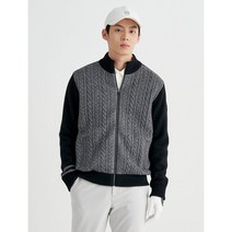[빈폴골프] 남성 그레이 케이블 풀집업 니트 카디건 BJ2X51B123