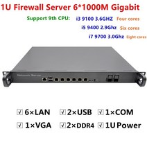 인텔 코어 i3 9100 i5 9400 i7 9700 1u 랙 유 방화벽 서버 61000m i211 기가비트 lan 지원 rosrouteros 등 mini pc, i5-8400 2.8GHZ, NO RAM NO SSD