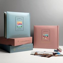 대용량 4X6 양장 포켓 고급 앨범 사진첩, 블루