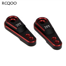 Traxxas TRX4 Axial SCX10 Tamiya 1/10 RC 크롤러 트럭 용 표준 서보 모터 용 금속 25T 서보 혼 조향 암, 03 2Pcs Red