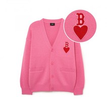 MLB 엠엘비 하트 원포인트 가디건 BOS Pink 3AKCH0234-43PKS