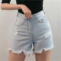[비위치] 연청 밑단 수술 빈티지 데님 3부 숏팬츠