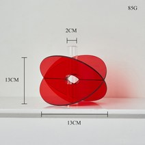 꽃병 생화 조화 화병 아크릴 꽃병 플라스 투명 적 모양의 꽃 컨테이 방꾸미기 데코 소품, 01 Small Red Vase
